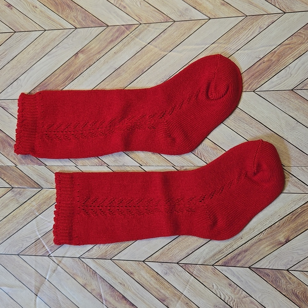 Baby Girl Red Knit Knee High Socks Vintage Style Christmas Holiday Accessory